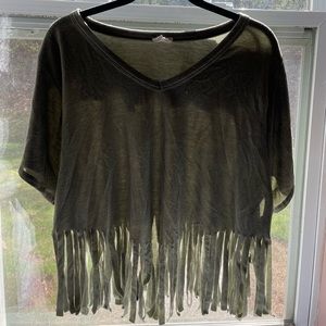 Soft Peach Love California fringe t-shirt